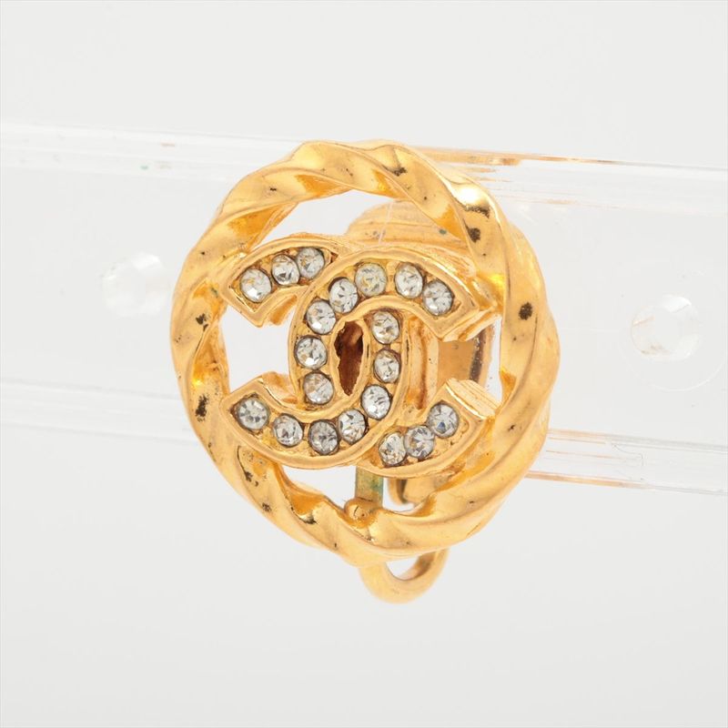 Chanel Coco Mark Earrings (one Side Only) 2137 GP With Rhinestone Gold