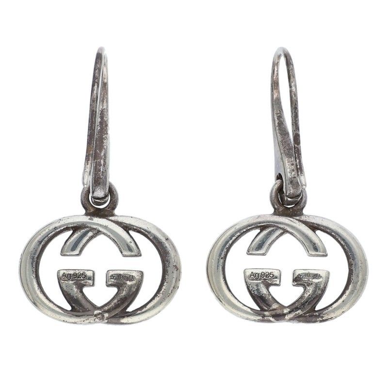 Gucci GG Logo Silver Earrings Men's