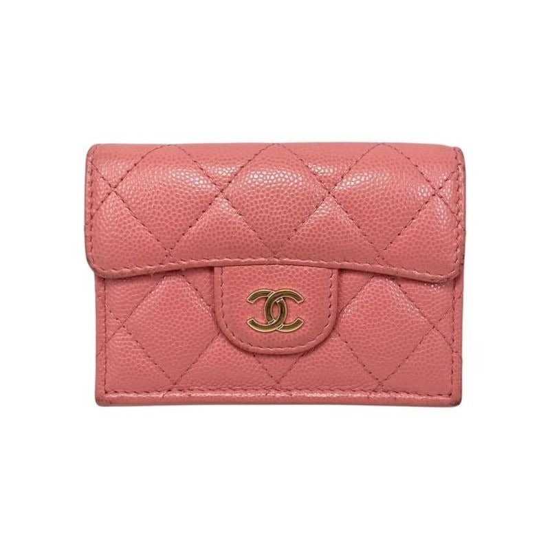 Chanel Trifold Wallet Classic Small Flap Ap0230 Quilted Caviar Leather