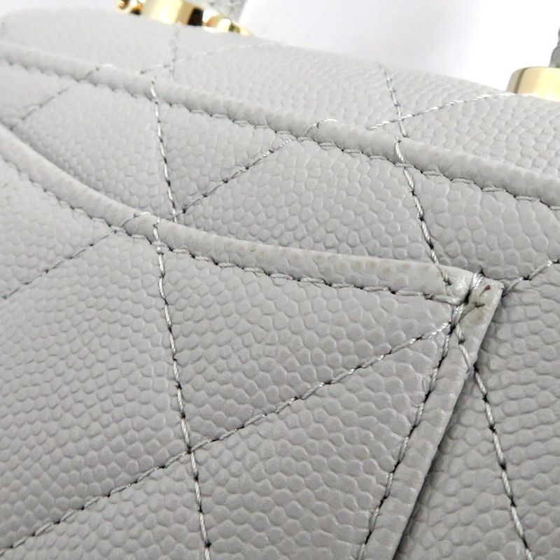 Chanel Matelasse Top Handle Flap Bag Caviar Skin Coco Handle 11cm