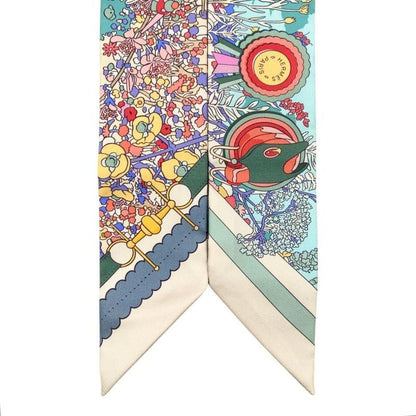 Hermes Silk Scarf Twilly Pony Pit Stop H064207s 03 Cles Clesme Pink Green Beige