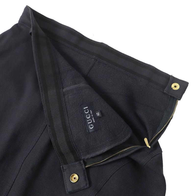 Gucci Cotton Tom Ford Period Logo Button Side Zip Denim Skirt Blackish 40 Made