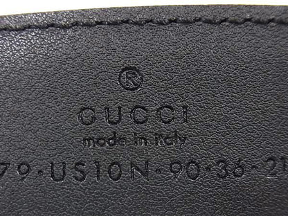 Gucci 709979 Memorable Buckle Leather Flower Pattern Buckle Belt Size 90 36