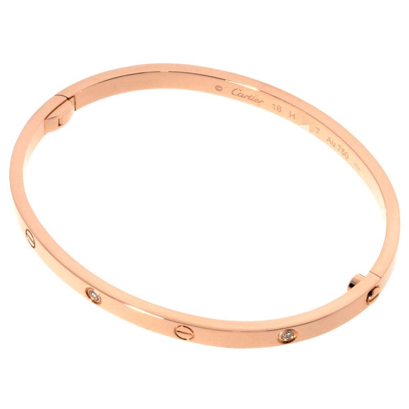 Cartier LOVE Bracelet Diamond #16 B6047600 18K Pink Gold 175g SM Half Diamond