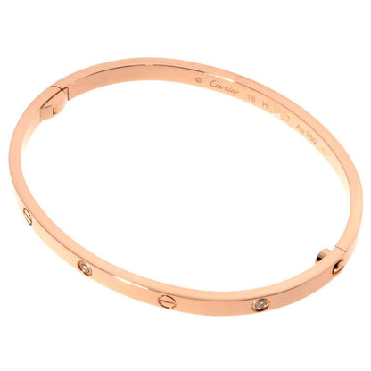 Cartier LOVE Bracelet Diamond #16 B6047600 18K Pink Gold 175g SM Half Diamond