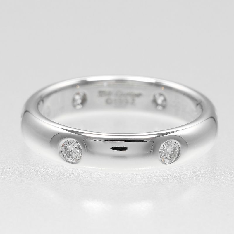 Cartier Stella 18kwhite Gold With Diamonds #8.5 Ladies 4.62g Ring