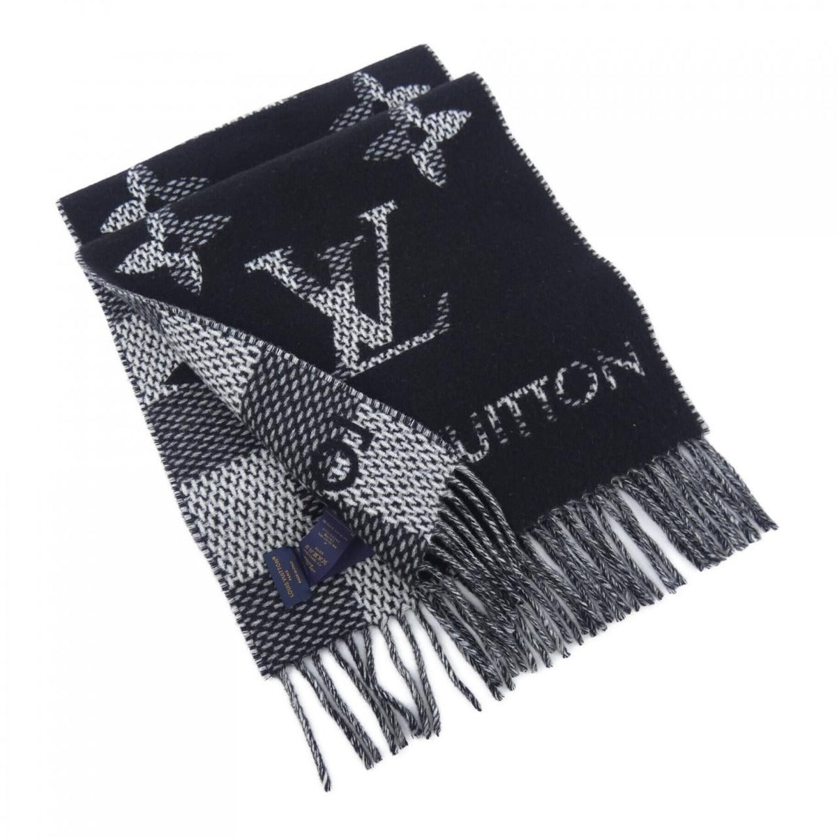 Louis Vuitton Mono Check Scarf Black White