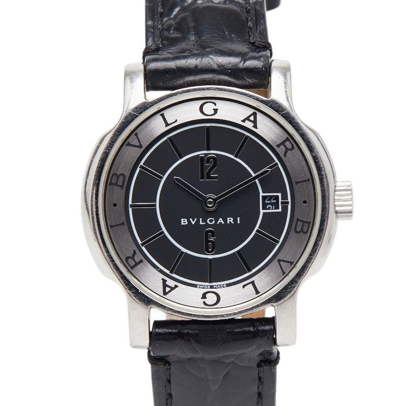 Bvlgari Solo Tempo External Watch Silver Black Stainless Steel