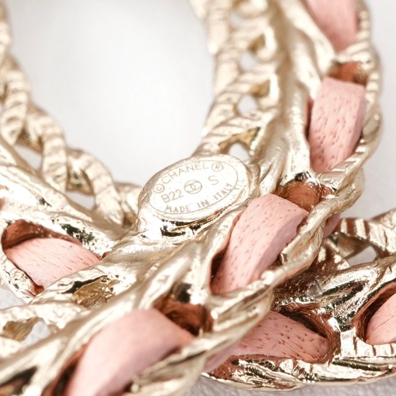 Chanel Brooch Corsage Gold Pink Here Mark Chain