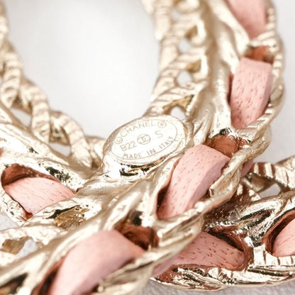 Chanel Brooch Corsage Gold Pink Here Mark Chain