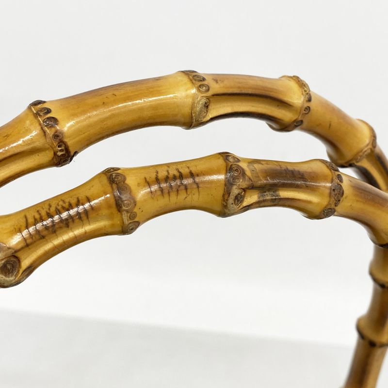 Gucci Handbag Bamboo 92708 Denim Black Gold Hardware Women