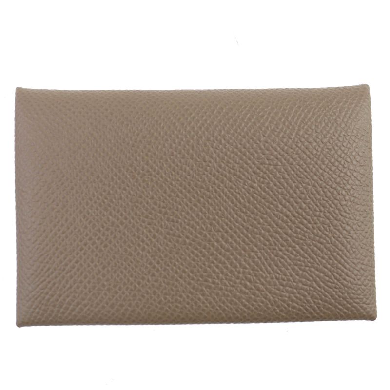 Hermes Calvi Vaux Epson Etoupe Silver Hardware Card Case Business Card Holder