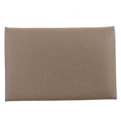 Hermes Calvi Vaux Epson Etoupe Silver Hardware Card Case Business Card Holder