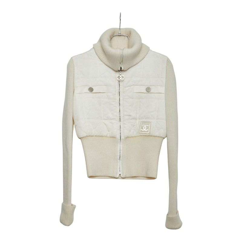 Chanel Sport Line Coco Mark Blouson Zip Up Size: 36 P16401w02679 Ivory Wool