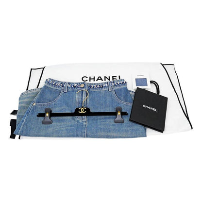 Chanel Denim Skirt P79895 Size 36 Blue Gdhardware Coco Mark Women's