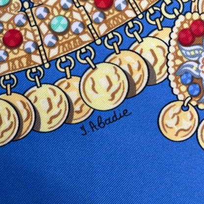Hermes Scarf Silk Carre 90 Kosmima Space Blue — view 8