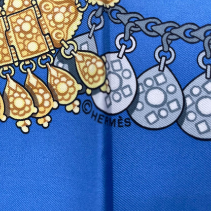 Hermes Scarf Silk Carre 90 Kosmima Space Blue — view 9