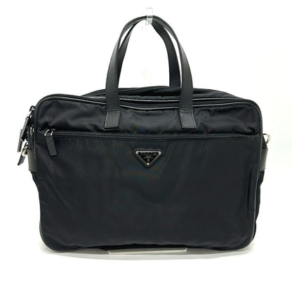 Prada Business Bag Triangle Logo Nylon Leather Black