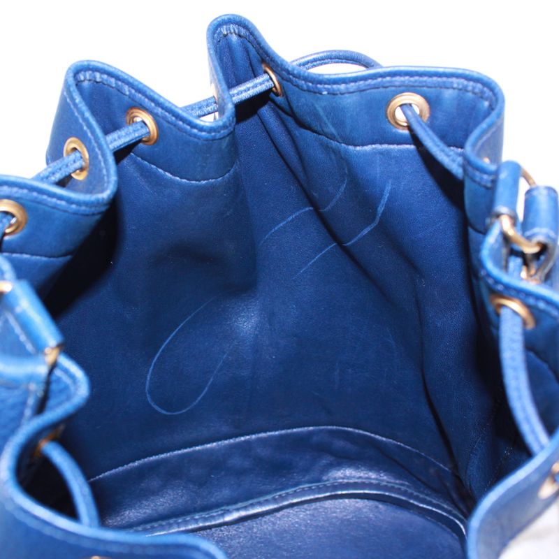 Hermes Market PM Leather And Canvas Blue Handbag Gold