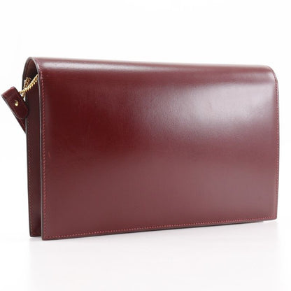 Hermes Liddy 2WAY Clutch Vintage Box Calf Bordeaux 00K Ladies Shoulder Bag