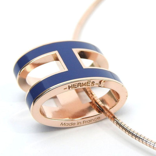 Hermes Necklace Pop Ash Pop H Silver 925 Pink Gold Plated Navy Pendant Accessori