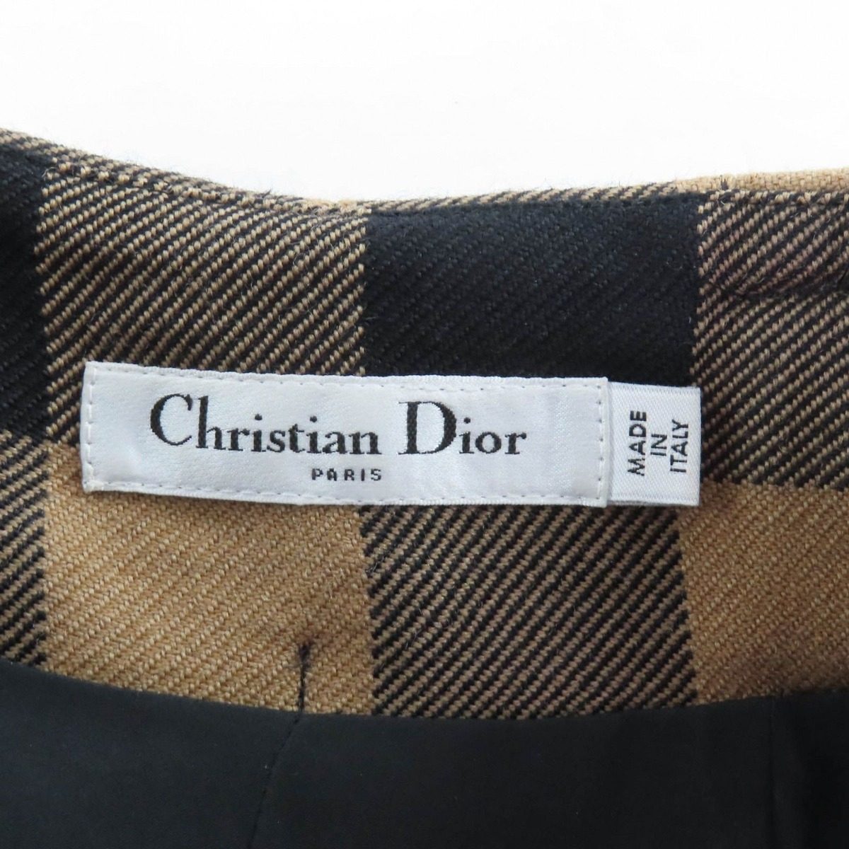 Dior Wool Block Check Pattern Culotte Skirt with Belt Brown 42 — view 7