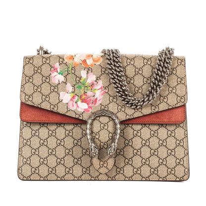 Gucci Blooms Dionysus Beige Burgundy Supreme Canvas Shoulder Bag