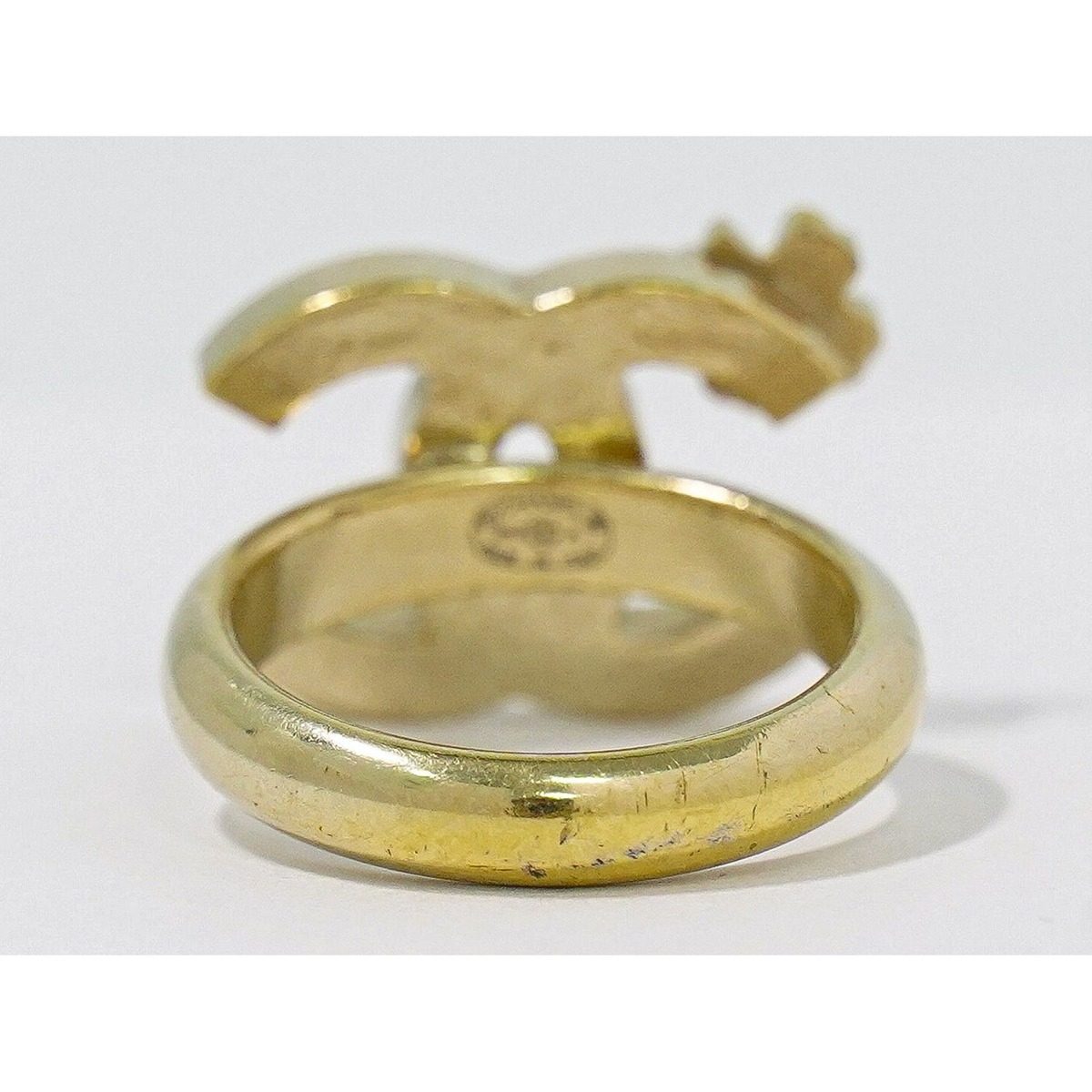 Chanel CC Logo Clover Ring Gold Plated Black — view 4