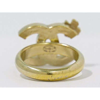 Chanel CC Logo Clover Ring Gold Plated Black — view 4