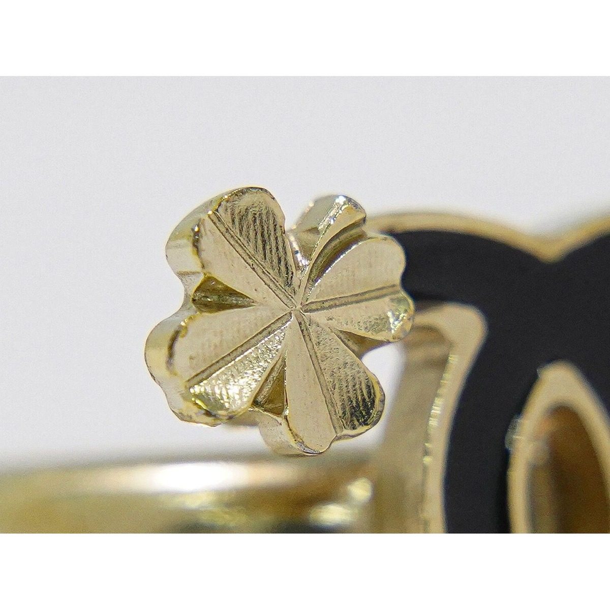 Chanel CC Logo Clover Ring Gold Plated Black — view 7