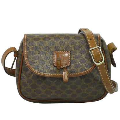Authentic Celine Macadam Shoulder Bag Pochette PVC Brown Macadam Bag Pre-owned