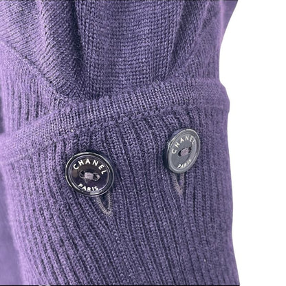 Chanel Top Coco Button Cashmere Silk Knit Purple Size 38