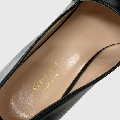 Gucci Double G Loafers Leather Shoes Leather Black Gold Ggmarmont