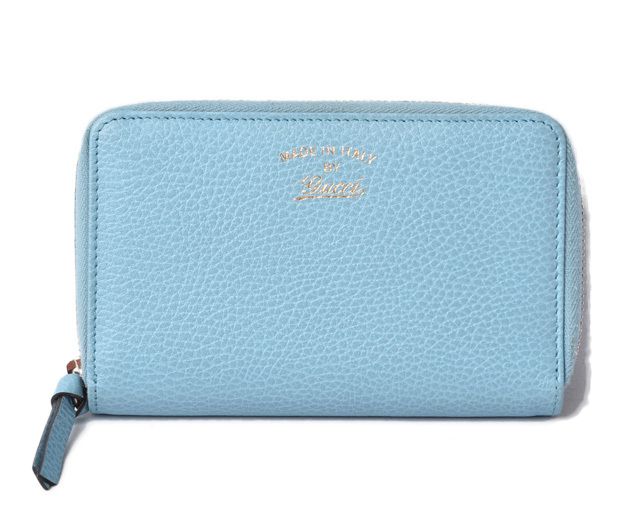 Unused Gucci Folding Wallet Gucci Swing Leather Light Blue 354497