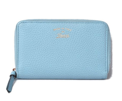 Unused Gucci Folding Wallet Gucci Swing Leather Light Blue 354497