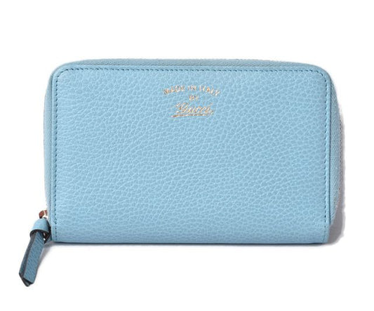 Unused Gucci Folding Wallet Gucci Swing Leather Light Blue 354497