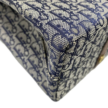 Dior/christian Dior Handbag Street Chic Navy Ivory And Dark Brown Leather