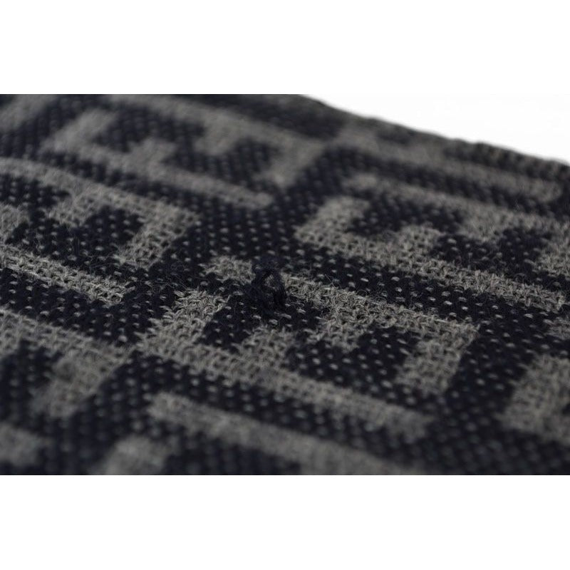 Fendi Scarf Winter Reversible Wool 100% FF Logo Zucca Pattern Black Gray — view 4