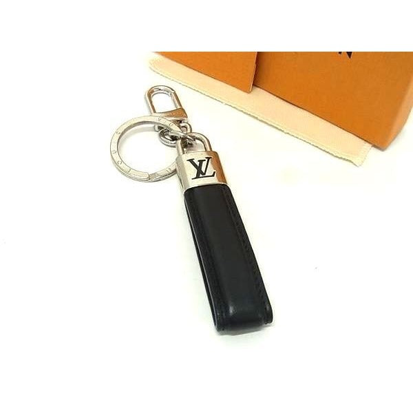 Louis Vuitton Key Holder Dragonne Padlock Black Leather Metal