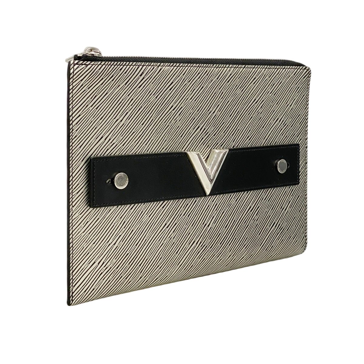 Louis Vuitton Clutch Epi Essential Pochette Plat Silver Black — view 2