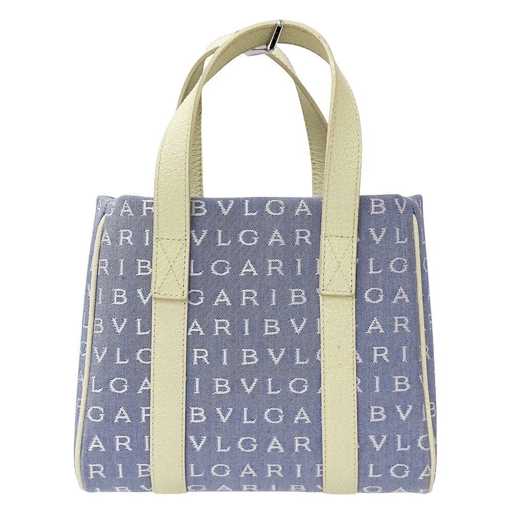 Bvlgari Tote Logomania Canvas Blue White Mini Bag