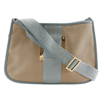 Fendi FF 8 Bt084 Canvas Beige Light Blue Shoulder Bag