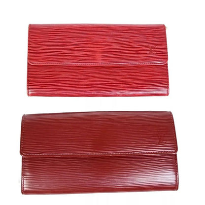 Louis Vuitton Long Wallet Epi Red Ruby Set Of Two 61ka294