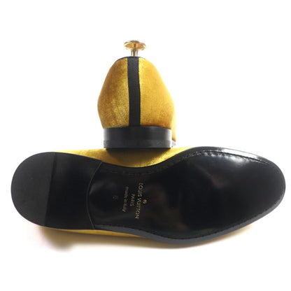 Louis Vuitton Hauteuil Line Velour Embroidered Slip-on Loafers Yellow 6 Made