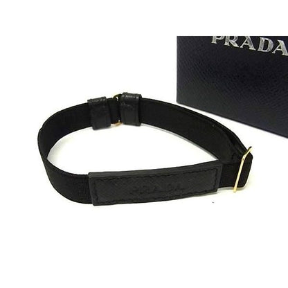 Prada Saffiano Leather Nylon Bangle Black Bracelet