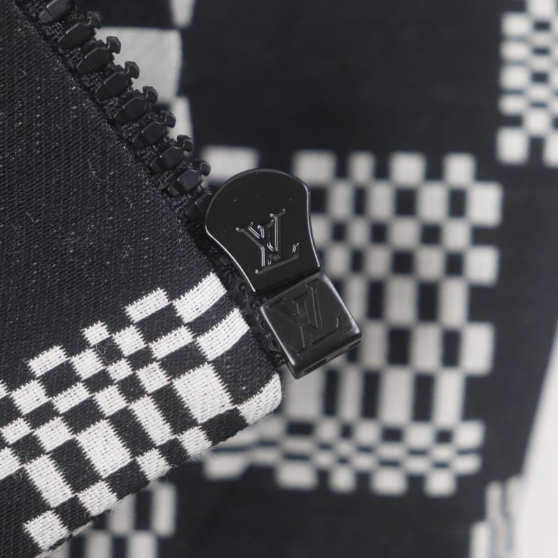  Louis Vuitton Hkb90w Damier Hooded Zip-up Jacket Black White 44 Made In Italy