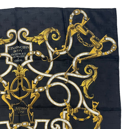 Hermes Scarf Silk Carre 90 L'instruction du Roy Imperial Studies Black — view 3
