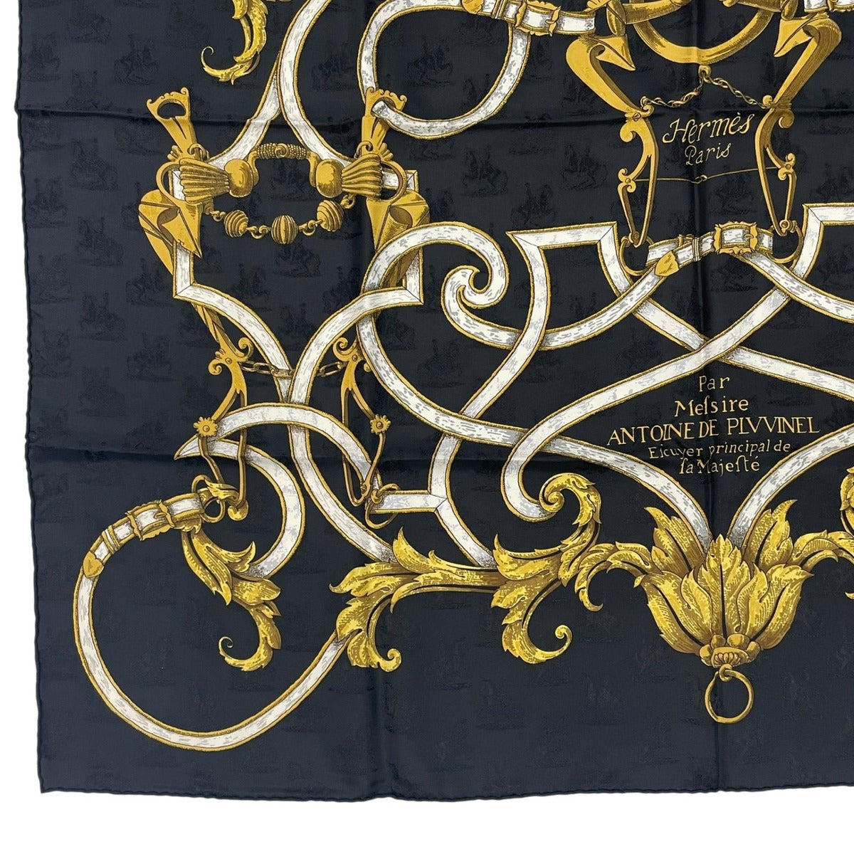 Hermes Scarf Silk Carre 90 L'instruction du Roy Imperial Studies Black — view 4