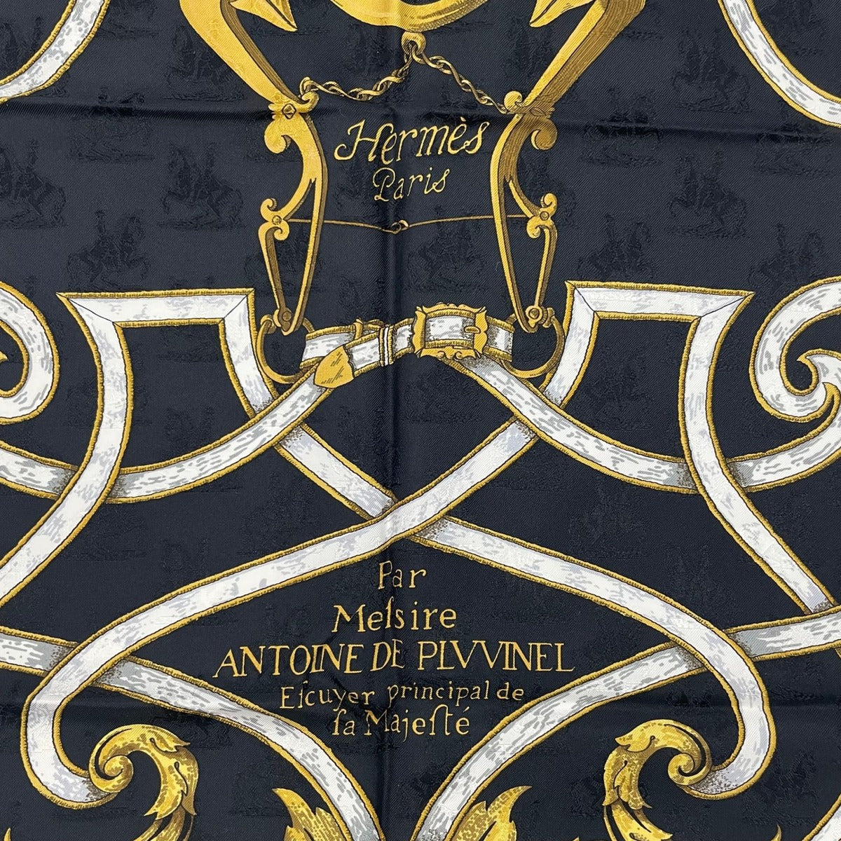 Hermes Scarf Silk Carre 90 L'instruction du Roy Imperial Studies Black — view 7