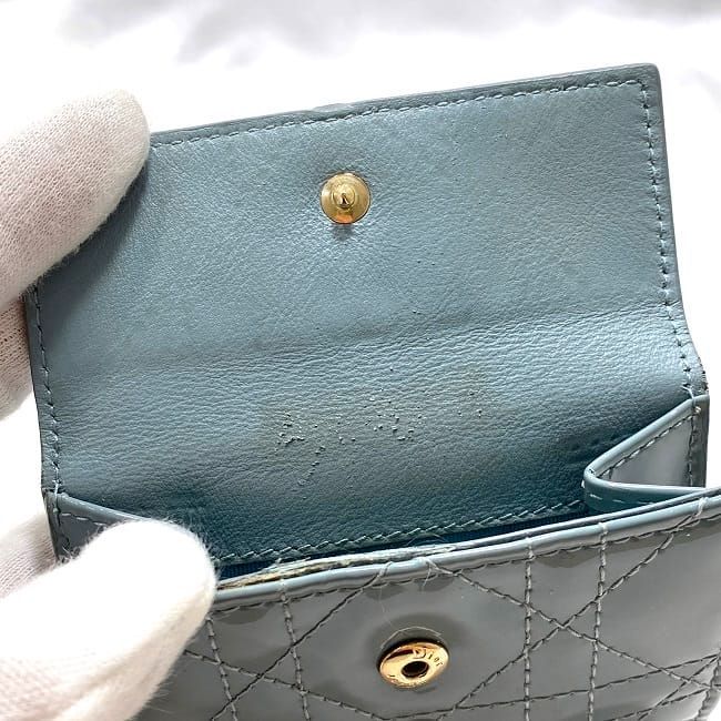 Christian Dior Trifold Wallet Gray Lady Dior Cannage
